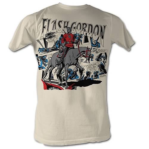 Flash Gordon Comic Collage Tan T-Shirt